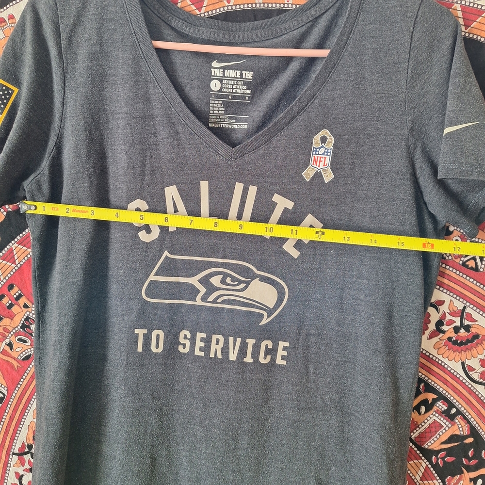 Nike Seattle Seahawks Heather Grey Salute to Service V-Neck T-shirt - Picture 9 of 12